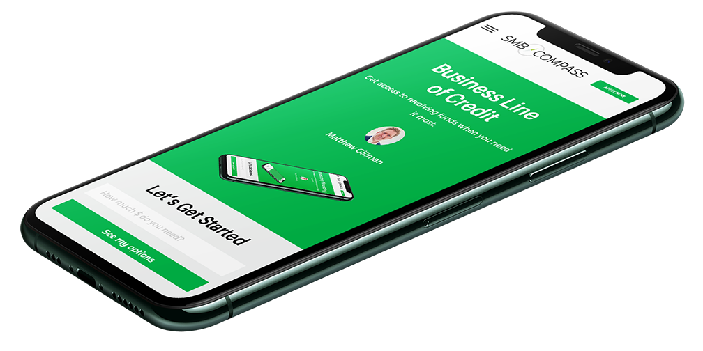 Business financing account shown on a mobile app screen